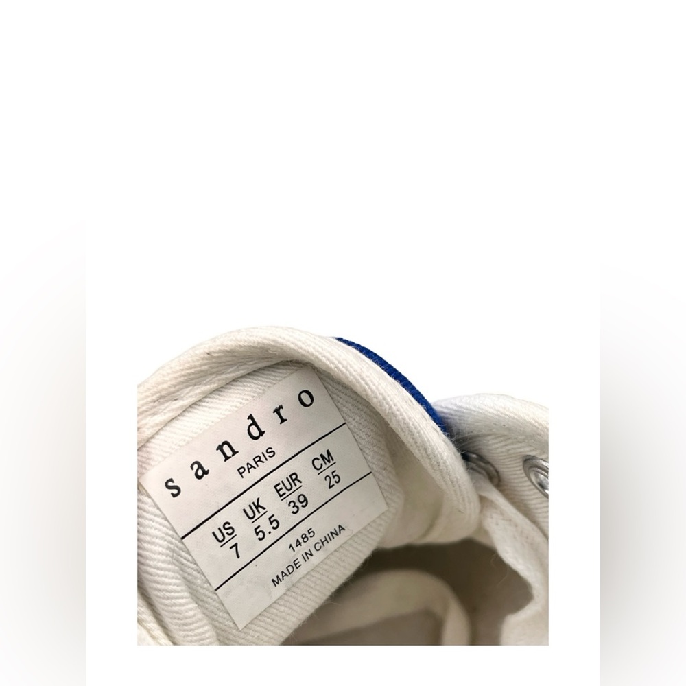 Sandro Paris Women’s Blue Canvas Tie Sneakers Trainers Flame Soles Sz 7 Festival - Picture 8 of 9